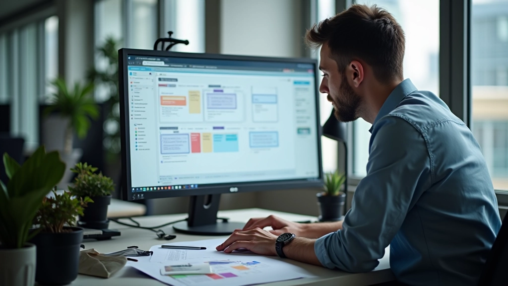 Designer working on responsive layout system on computer