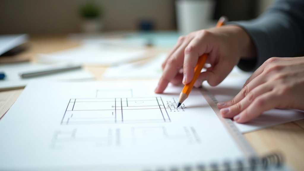 Design process sketch showing CSS Grid layout planning and component structure