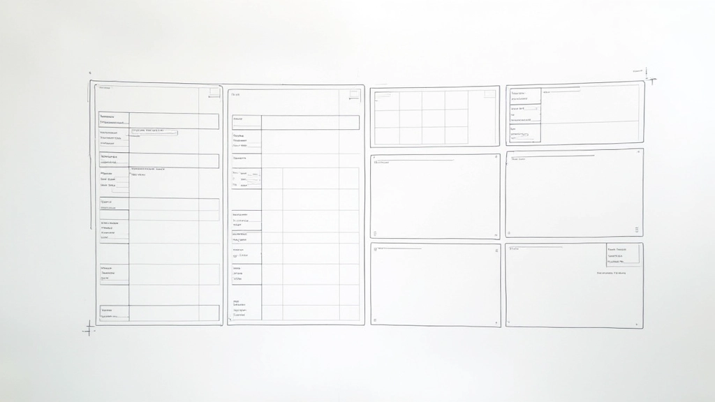 Wireframe sketch showing two-dimensional grid layout structure